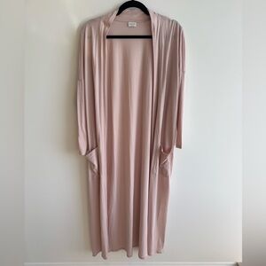 Eberjey Blush Pink Long Open Front Duster Cardigan